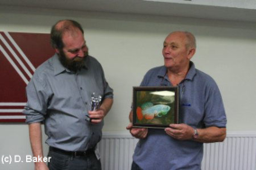 Andy Gabbutt (on the left)  giving the N.M.G. award to Peter Riley for a pair of  N. rachovii MOZ 99/9